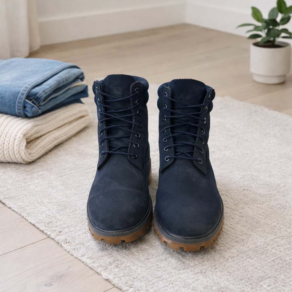 Timberland Premium 6 Inch Boots Navy Waterproof Nubuck Men’s Size 12